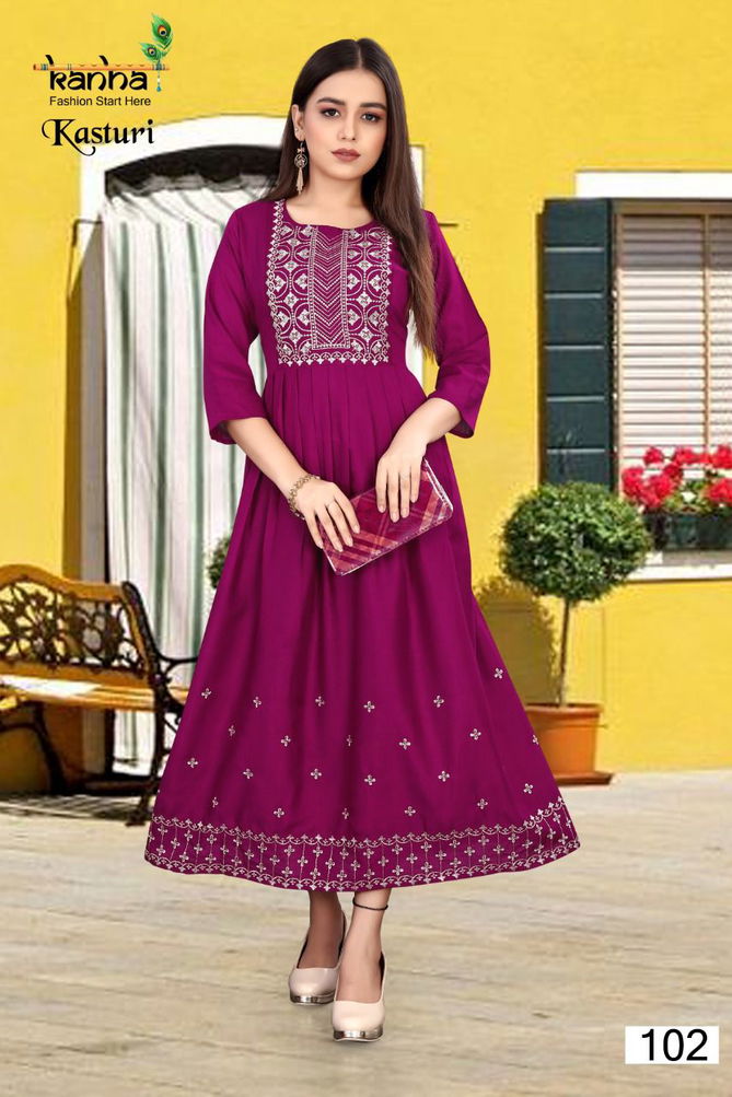 Kanha Kasturi Designer Feavy Festive Wear Rayon Latest Long Kurti Collection